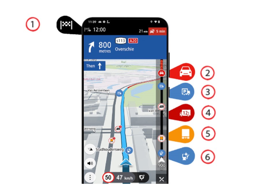 Paramétrage du profil du véhicule dans l'appli GO Navigation pour