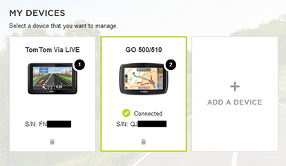 MyDrive Connect device list
