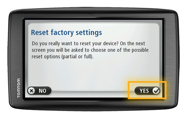 How do I perform a factory reset on my device TomTom Support