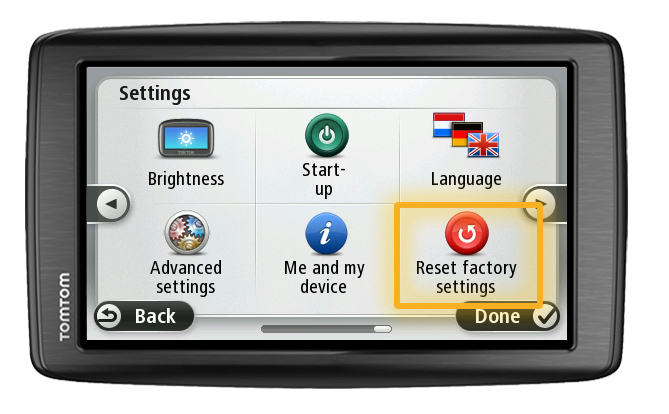 How do I perform a factory reset on my device TomTom Support